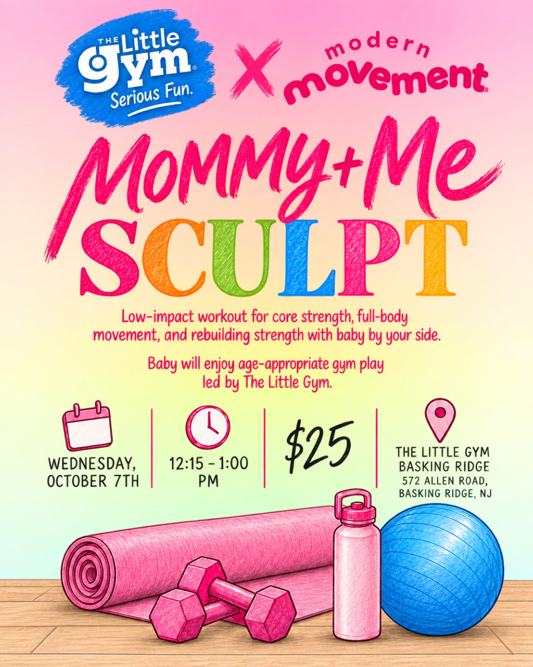 Mommy and Me Sculpt at the Little Gym, 25 moms, NJ
